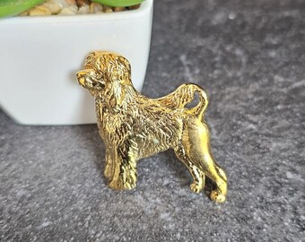 24k Yellow Gold Plated PORTUGUESE WATER Dog BROOCH- Gift For Dog Lovers-Dog Brooch Pin For Scarf Or Jacket In Two Finishes
