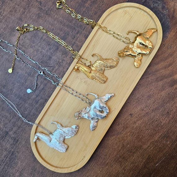 Afghan Hound Pendant Necklace: Gold or Silver Plated Dog Breed