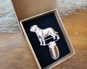Gold Plated BULLMASTIFF NUMBER HOLDER Brooch –Elegant Dog Show Ring Clip - Pewter Dog Pin For Dog Lovers And Exhibitors In Two Finishes