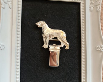 Irish WOLFHOUND NUMBER HOLDER Brooch – Elegant Dog Show Ring Clip – Perfect Gift For Dog Lovers And Exhibitors – Gift Wrapping Available
