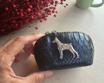 Dobermann coin purse,  Dobermann purse, coin purse vegan leather, Dobermann zipper wallet
