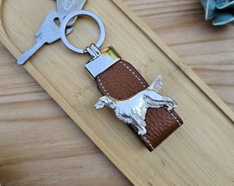 IRISH SETTER Dog Breeds KEYCHAINS Gift ForIrish Setter Owner Or Enthusiasts – Silver Plated Pewter Pet Keyring In American Line Style