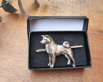 AKITA Inu TIE CLIP For Dog Lovers -Silver Plated Pewter Tie Bar -Mens Dog Breed Accessory, Gift ForGroomsmen AndFathers Day
