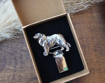 GREAT PYRENEES Dog Show CLIP Number Holder Or Brooch - Pet Memorial Jewelry Gift For Dog Lovers - Pewter Sweater Clip