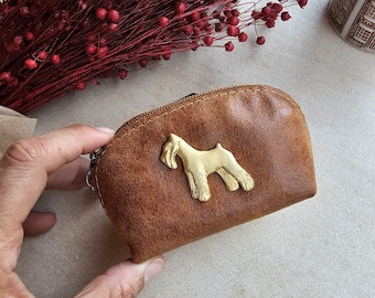 Schnauzer Miniature coin curse, schnauzer purse, coin purse vegan leather, Schnauzer zipper wallet