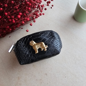 Small Leather Briard Coin Purse with Zipper - Cute and Functional Dog Lovers Gift