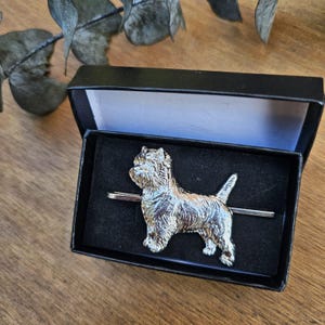 Silver-Plated CAIRN Terrier TIE CLIP – Handmade Pewter Dog Tie Bar For Men, Unique Gift For Dog Lovers, Weddings, Christmas And Events