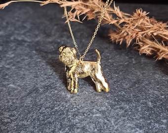 Collier réaliste de griffon de Bruxelles - Pendentif chien finement détaillé - Bijoux artisanaux