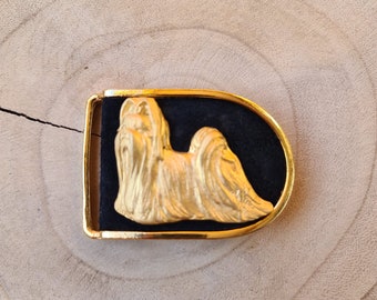 Shih tzu Dog Motif on Buckle, Belt buckle, Shih tzu art deco, Black Friday