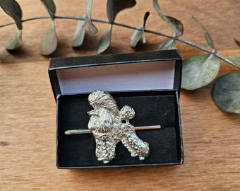 POODLE Nordic TIE CLIP For Men– Silver Plated Pewter Dog Tie Bar - Elegant Gift For Dog Lovers, Christmas, Fathers - Durable Animal Tie Pin