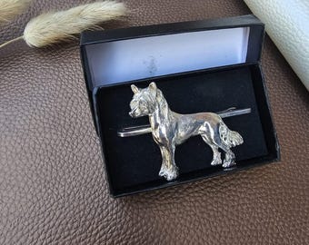 Chinese CRESTED TIE CLIP For Men – Pewter Tie Bar For Chinese Crested Lovers, Fathers Day Gift, Secure And Elegant Accessory For Neckties
