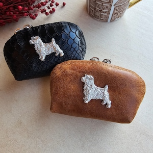 Norfolk Terrier Münztasche, Münzgeldbörse aus Leder für Norfolk-Liebhaber