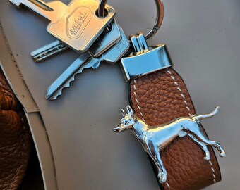 ENGLISH TOY Dog KEYCHAIN WithFaux Leather Strap –Silver Plated Dog Breed Keyring - Perfect Gift For Dog Lovers – Gift Wrapping Available