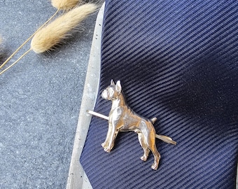 BOXER Dog TIE CLIP - Pewter Dog Lover Gift, Unique Mens Tie Bar For Boxer Breed Enthusiasts, Groomsmen -Pet Lover NecktieAccessories