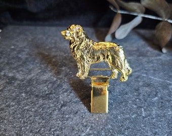 LEONBERGER NUMBER HOLDER Brooch – Gold Plated Show Clip For Dog Lovers - Perfect Pet Memorial Gift And Dog Show Accessory