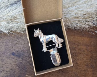 Chinese CRESTED NUMBER HOLDER Brooch Or Show Clip, Pewter Pin For Dog Lovers, Pet Memorial Gift, Sweater Clip For Dog Shows