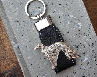 BORZOI DOG KEYCHAIN – Silver-Plated Pewter Dog Breed Keyring - Perfect Gift For Dog Lovers And Borzoi Enthusiasts – Gift Wrapping Available