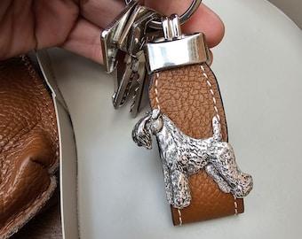 KERRY BLUE Terrier KEYCHAIN – Silver-Plated Dog Keyring - Pet Gift For Dog Lovers- Unique Dog Breed Accessory – Gift Wrapping Available