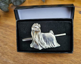 YORKSHIRE Terrier TIE CLIP For Men – Silver Plated Pewter Dog Tie Bar, Unique Gift For Dog Lovers - Formal And Casual Wear Elegant Accessory