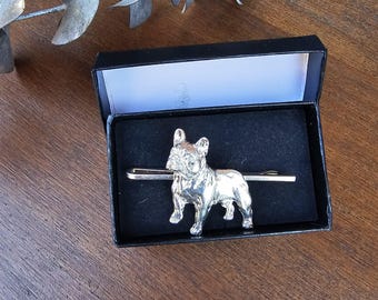 French BULLDOG TIE CLIP For Men, Pewter Dog Tie Bar - Perfect Gift ForDog Lovers, Groomsmen AndFathers Day, Stylish Tie Accessory