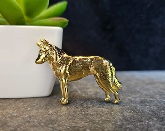 Gold Plated CZECHOSLOVAKIAN WOLFDOG BROOCH–Dog Brooch For Jacket And Scaf-Elegant Dog Lover Gift, Perfect Memorial Jewelry For Pet Fans