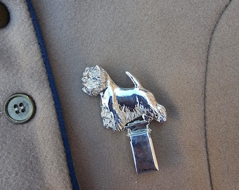 West Higland White TERRIER NUMBER HOLDER Brooch – Elegant Dog Show Ring Clip And Sweater Clip - Perfect Gift For Dog Lovers In 3 Finishes