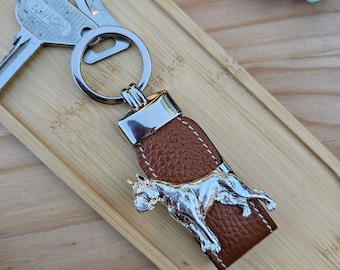 BOXER DOG KEYCHAIN - Silver-Plated Pewter Keyring For Dog Lovers - Perfect Pet Gift  - Gift Wrapping Available