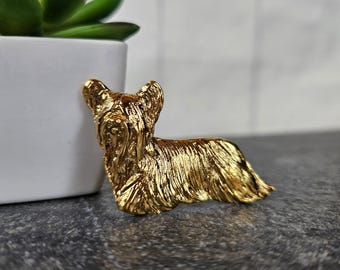 24k Yellow Gold-Plated SKYE TERRIER BROOCH Gift For Pet Lovers Available With Gift Wrapping – Modern Pewter Brooch For Jacket Or Scarf