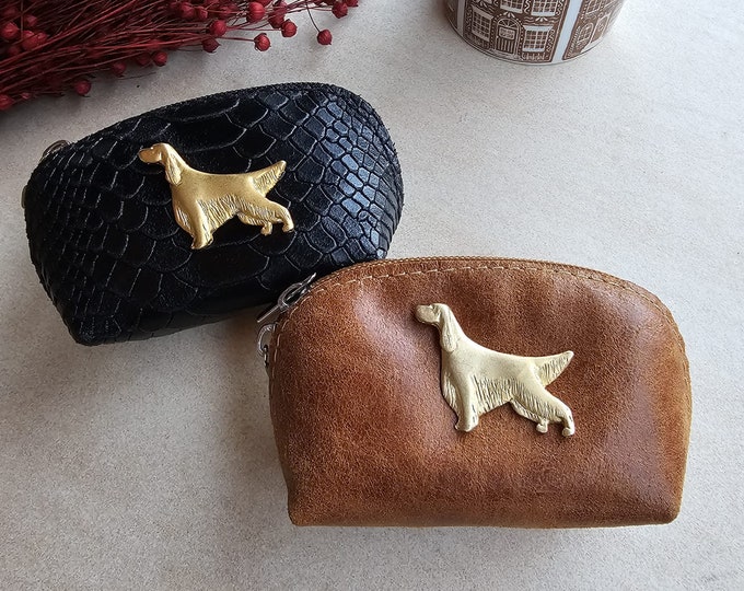 Featured listing image: Setter Dog Coin Purse: Irish Setter Zipper Pouch
