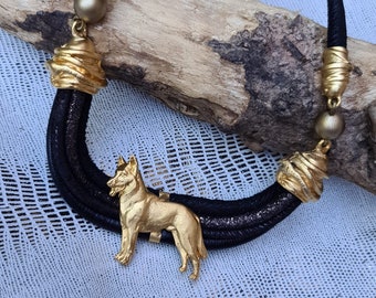 Belgian Malinois Chocker, Chocker dog pedant, Black and gold chocker, women chocker, chocker fot dog lovers, women necklace