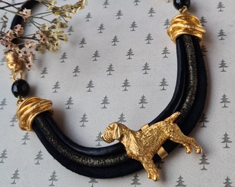 Drathar dog Chocker, Chocker dog pedant, Black and gold chocker, women chocker, chocker fot dog lovers, women necklace
