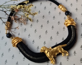 Labrador dog Chocker, Chocker dog pedant, Black and gold chocker, women chocker, chocker fot dog lovers, women necklace