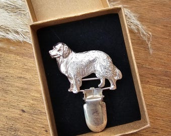 BERNESE Mountain Dog NUMBER HOLDER Brooch –Dog Show Ring Clip For Exhibitors In Silver And Gold Finishes - Gift Wrapping Available