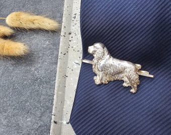 Clumber SPANIEL TIE CLIP For Men – Pewter Dog Breed Tie Bar, Elegant Silver Plated Tie Clip For Dog Lovers And Formal Wear Accessory