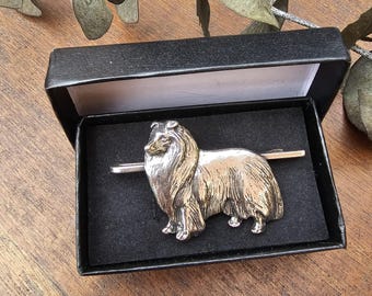 Rough COLLIE TIE CLIP For Men – Silver Plated Pewter Dog Tie Bar - Gift ForDog Fans, Groomsmen, Fathers Day - Keeps Tie Secure And Stylish
