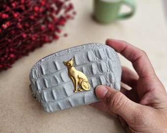Siamese coin curse, Siamese purse, Siamese cat lover, coin purse vegan leather