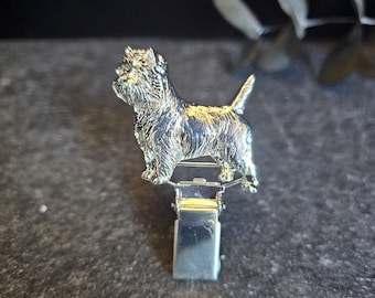 Cairn TERRIER NUMBER HOLDER Brooch – Pewter Dog Show Ring Clip – Pet Memorial Jewelry And Sweater Clip For Dog Lovers In 3 Finishes