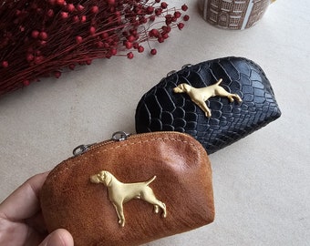 Pointer coin curse, Pointer purse, coin purse vegan leather, Pointer zipper wallet