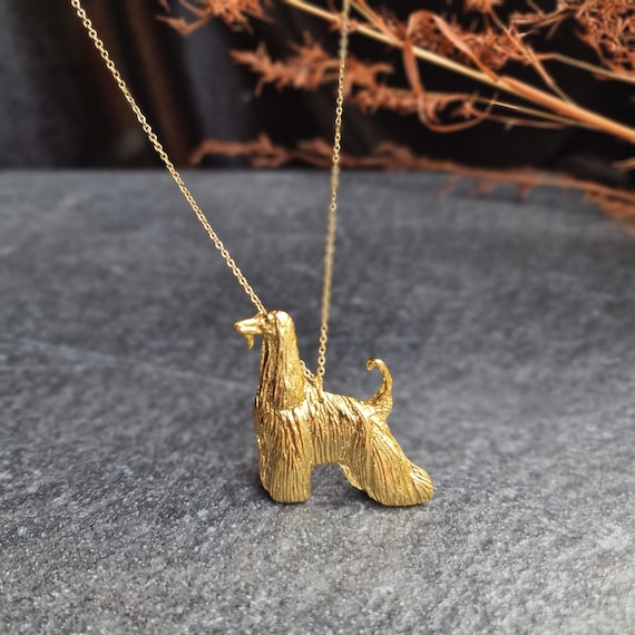 HOUND DOG ペンダント Afghan Hound Pendant Necklace: Gold or Silver Plated Dog Breed