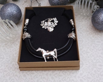 Arabian Horse jewelry set, Arabian Horse silver, Gift set, Horse set, Gift Horse set, Arabian Horse set