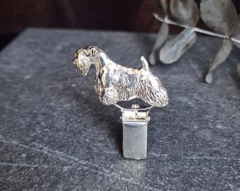 SEALYHAM Terrier NUMBER HOLDER Brooch, Gold Plated Dog Show Ring Clip, Pet Memorial Gift For Dog Lovers – Gift Wrapping Available