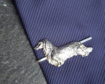 Pewter Long Hair Dachshund Tie Clip: Dog Lover Gift
