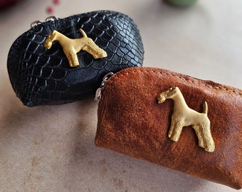 Airedale Terrier coin curse, airedale terrier purse, coin purse vegan leather
