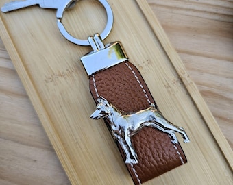 PINSCHER DOG KEYCHAIN - Silver Plated Pewter Dog Breed Keyring For Dog Lovers - Unique Pet Gift – Gift Wrapping Available