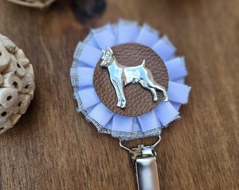 Pinscher number holder, brooch or dog show ring clip, show clip Pinscher, Exhibitor ring number clips, rosettes dog