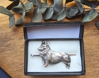 WELSH CORGI Pembroke Tie CLIP Perfect For Welsh Corgi Lovers With Gift Wrapping – Aesthetic Dog Breed Silver Plated Pewter Tie Needle