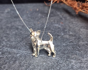 Realistic CHIHUAHUA Dog PENDANT NECKLACE For Chihuahua Lovers’ Women Gifts - Gold Or Silver Plated Dog Breed Charm Pendant Necklace