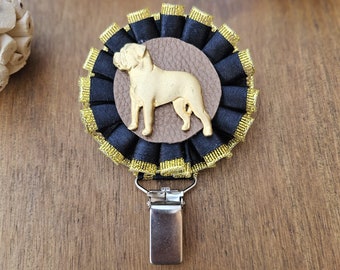 Bullmastiff number holder, brooch or dog show ring clip, show clip Bullmastiff, Exhibitor ring number clips, rosettes dog