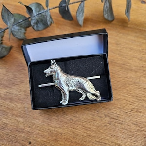 German SHEPHERD TIE CLIP For Men – Silver Plated Pewter Dog Tie Bar, Perfect Gift ForDog Lovers And Christmas Day – Unique Animal Jewelry