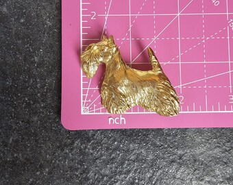 ゴールド スコティッシュ テリア ブローチ：ヴィンテージ 犬好きピン